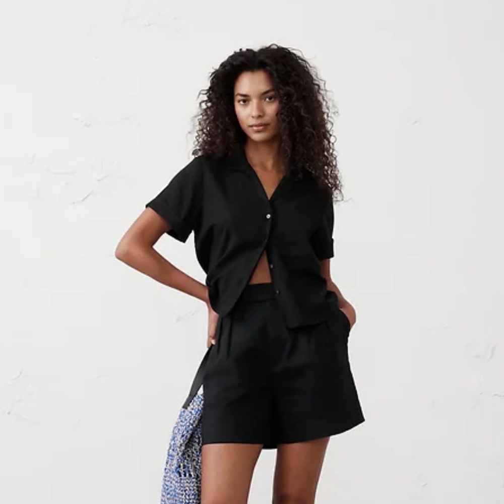 Black linen blend shirt Banana Republic Medium NWT